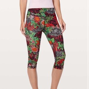 Lululemon Wunder Under High Rise 1/2 Tight 17” in Zen Garden Multi SZ 8 EUC